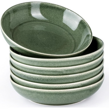 Load image into Gallery viewer, AmorArc 8.5'' Large Ceramic Pasta Bowls Set, 36oz Stoneware Bowls Set of 6 for Kitchen, Reavtive Glaze Bowls-Microwave,Dishwasher Safe-for Pasta,Salad,Oatmeal-Jade Green