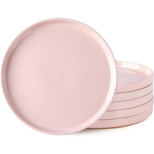 Load image into Gallery viewer, AmorArc Ceramic Dinner Plates Set of 6, 10.25 Inch Stoneware Plates for Kitchen,Modern Flat Dinnerware Dishes Set,Microwave& Dishwasher Safe, Scratch Resistant-Pink