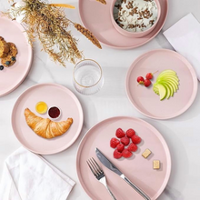 Load image into Gallery viewer, AmorArc Ceramic Dinner Plates Set of 6, 10.25 Inch Stoneware Plates for Kitchen,Modern Flat Dinnerware Dishes Set,Microwave& Dishwasher Safe, Scratch Resistant-Pink