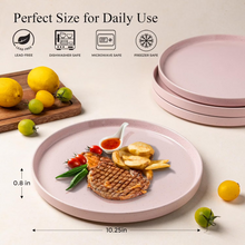 Load image into Gallery viewer, AmorArc Ceramic Dinner Plates Set of 6, 10.25 Inch Stoneware Plates for Kitchen,Modern Flat Dinnerware Dishes Set,Microwave& Dishwasher Safe, Scratch Resistant-Pink