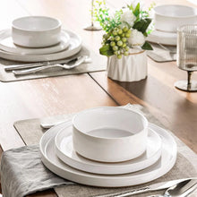 Load image into Gallery viewer, AmorArc Ceramic Dinnerware Set for 6 | Speckled Stoneware Plates and Bowls with unglazed terracotta | Scratch Resistant, Dishwasher & Microwave Safe ,Service for 6 Dishes Set(18pcs),White