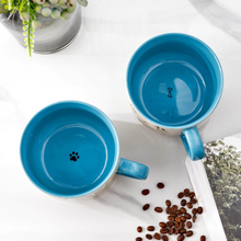 Load image into Gallery viewer, AmorArc 32 Ounces Ceramic Soup Mugs with Lids and Handle, Stoneware Bowls Cup Set of 2 for Soup, Stew, Noodle, Beautiful Mug Bowls With Lovely Dog,Cat Patterns, Microwave&Dishwasher Safe, Blue