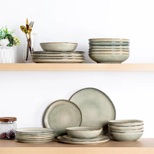 Load image into Gallery viewer, AmorArc Ceramic Dinnerware Sets,Handmade Reactive Glaze Stoneware Plates and Bowls Sets,Highly Chip and Crack Resistant | Dishwasher & Microwave Safe Dishes Set,Service for 8 Set(24pc),Reactive Glaze