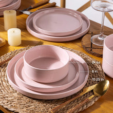 Load image into Gallery viewer, AmorArc Ceramic Dinnerware Set for 4 | Speckled Stoneware Plates and Bowls with unglazed terracotta | Scratch Resistant, Dishwasher & Microwave Safe Dishes Sets- 12-Pcs Pink