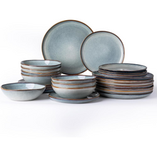 Load image into Gallery viewer, AmorArc Ceramic Dinnerware Sets,Handmade Reactive Glaze Stoneware Plates and Bowls Sets,Highly Chip and Crack Resistant | Dishwasher & Microwave Safe Dishes Set,Service for 8 Dishes Set(24pc),OCEAN