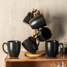 Load image into Gallery viewer, AmorArc 16oz Coffee Mugs Set of 6, Large Ceramic Coffee Mugs for Men Women Dad Mom, Modern Coffee Mugs with Handle for Tea/Latte/Cappuccino/Cocoa. Dishwasher&Microwave Safe, Matte Black