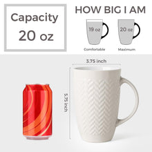 Load image into Gallery viewer, AmorArc Large Coffee Mugs Set of 6, 20oz Ceramic Tall Coffee Mugs Set with Textured Geometric Patterns for Coffee/Tea/Beer/Hot Cocoa, Dishwasher & Microwave Safe, Beige&Burgundy