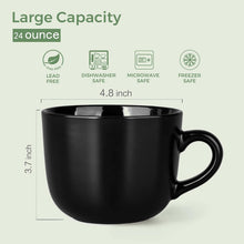 Load image into Gallery viewer, AmorArc 24 oz Soup Mugs with Handles, Jumbo Ceramic Bowls Mugs Set with handles for Coffee Cereal Cappuccino Snacks, Microwave&Dishwasher safe Soup Cups for Meal-Black