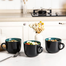 Load image into Gallery viewer, AmorArc 24 oz Soup Mugs with Handles, Jumbo Ceramic Bowls Mugs Set with handles for Coffee Cereal Cappuccino Snacks, Microwave&Dishwasher safe Soup Cups for Meal-Green