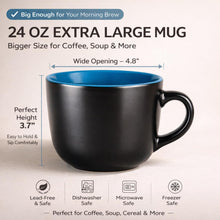 Load image into Gallery viewer, AmorArc 24 oz Soup Mugs with Handles, Jumbo Ceramic Bowls Mugs Set with handles for Coffee Cereal Cappuccino Snacks, Microwave&Dishwasher safe Soup Cups for Meal-Multicolor