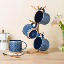 Load image into Gallery viewer, AmorArc 12OZ Stackable Coffee Mugs, Ceramic Coffee Cups with Texture Patterns for Man,Woman,Dad,Mom, Modern Coffee Mugs Set of 4 for Latte/Cappuccino/Cocoa. Dishwasher&Microwave Safe, Blue