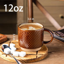 Load image into Gallery viewer, AmorArc 12OZ Stackable Coffee Mugs, Ceramic Coffee Cups with Texture Patterns for Man,Woman,Dad,Mom, Modern Coffee Mugs Set of 4 for Latte/Cappuccino/Cocoa. Dishwasher&Microwave Safe, Caramel
