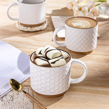 Load image into Gallery viewer, AmorArc 12OZ Stackable Coffee Mugs, Ceramic Coffee Cups with Texture Patterns for Man,Woman,Dad,Mom, Modern Coffee Mugs Set of 4 for Latte/Cappuccino/Cocoa. Dishwasher&Microwave Safe, Off White