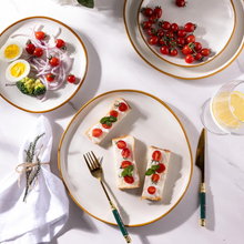 Load image into Gallery viewer, AmorArc Ceramic Dinner Plates Set of 6,10.5 Inch Handmade Reactive Glaze Stoneware Plates,Large Rustic Shape Dinnerware Dish Set for Kitchen, Microwave & Dishwasher Safe,Scratch Resistant-Pearl White