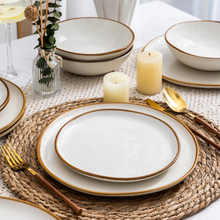 Load image into Gallery viewer, AmorArc Ceramic Dinner Plates Set of 6,10.5 Inch Handmade Reactive Glaze Stoneware Plates,Large Rustic Shape Dinnerware Dish Set for Kitchen, Microwave & Dishwasher Safe,Scratch Resistant-Pearl White