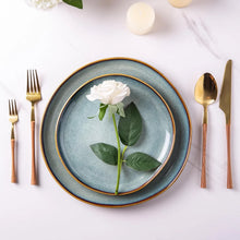 Load image into Gallery viewer, AmorArc Ceramic Dinnerware Sets,Handmade Reactive Glaze Stoneware Plates and Bowls Sets,Highly Chip and Crack Resistant | Dishwasher & Microwave Safe Dishes Set,Service for 6 Dishes Set(18pc),OCEAN