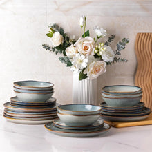 Load image into Gallery viewer, AmorArc Ceramic Dinnerware Sets,Handmade Reactive Glaze Stoneware Plates and Bowls Sets,Highly Chip and Crack Resistant | Dishwasher & Microwave Safe Dishes Set,Service for 6 Dishes Set(18pc),OCEAN