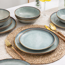 Load image into Gallery viewer, AmorArc Ceramic Dinnerware Sets,Handmade Reactive Glaze Stoneware Plates and Bowls Sets,Highly Chip and Crack Resistant | Dishwasher & Microwave Safe Dishes Set,Service for 6 Dishes Set(18pc),OCEAN