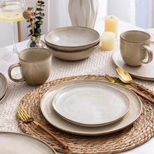 Load image into Gallery viewer, AmorArc Ceramic Dinnerware Sets,Handmade Reactive Glaze Stoneware Plates and Bowls Sets,Highly Chip and Crack Resistant | Dishwasher & Microwave Safe Dishes Set,Service for 8 Set(24pc),Cappuccino