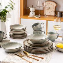 Load image into Gallery viewer, AmorArc Ceramic Dinnerware Sets,Handmade Reactive Glaze Stoneware Plates and Bowls Sets,Highly Chip and Crack Resistant | Dishwasher & Microwave Safe Dishes Set,Service for 8 Set(24pc),Reactive Glaze
