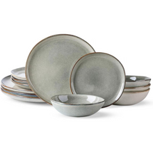 Load image into Gallery viewer, AmorArc Ceramic Dinnerware Sets,Handmade Reactive Glaze Stoneware Plates and Bowls Sets,Highly Chip and Crack Resistant | Dishwasher & Microwave Safe Dishes Set,Service for 4 Set(12pc),Reactive Glaze