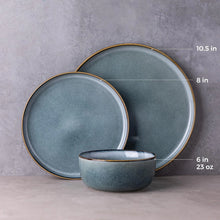 Load image into Gallery viewer, AmorArc Ceramic Dinnerware Sets for 6, 18 Pieces Stoneware Plates and Bowls Sets, Scratch Resistant Dishes, Dishwasher & Microwave Safe, Space Blue (Service for 6)