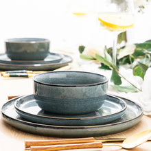 Load image into Gallery viewer, AmorArc Ceramic Dinnerware Sets for 6, 18 Pieces Stoneware Plates and Bowls Sets, Scratch Resistant Dishes, Dishwasher & Microwave Safe, Space Blue (Service for 6)