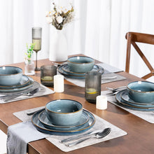 Load image into Gallery viewer, AmorArc Ceramic Dinnerware Sets for 6, 18 Pieces Stoneware Plates and Bowls Sets, Scratch Resistant Dishes, Dishwasher & Microwave Safe, Space Blue (Service for 6)