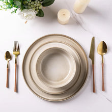 Load image into Gallery viewer, AmorArc Ceramic Dinnerware Sets for 4, 12 Pieces Stoneware Plates and Bowls Sets, Scratch Resistant Dishes, Dishwasher & Microwave Safe, Reactive Glaze-Cappuccino (Service for 4)