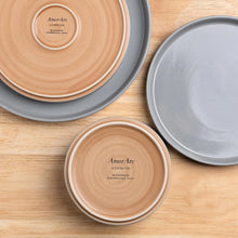 Load image into Gallery viewer, AmorArc Ceramic Dinnerware Set for 4 | Speckled Stoneware Plates and Bowls with unglazed terracotta | Scratch Resistant, Dishwasher & Microwave Safe ,Service for 4 Dishes Set(12pcs),Gray