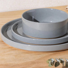 Load image into Gallery viewer, AmorArc Ceramic Dinnerware Set for 4 | Speckled Stoneware Plates and Bowls with unglazed terracotta | Scratch Resistant, Dishwasher & Microwave Safe ,Service for 4 Dishes Set(12pcs),Gray