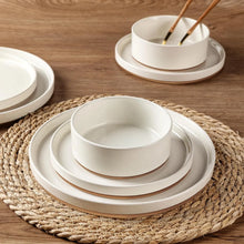 Load image into Gallery viewer, AmorArc Ceramic Dinnerware Set for 6 | Speckled Stoneware Plates and Bowls with unglazed terracotta | Scratch Resistant, Dishwasher & Microwave Safe ,Service for 6 Dishes Set(18pcs),Beige