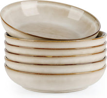 Load image into Gallery viewer, AmorArc 8.5'' Large Pasta Bowls, 36oz Ceramic Salad Serving Bowls Set of 6 for Kitchen, Wide Stoneware Bowls for Pasta,Salad,Fruit,Bread, Microwave Safe, Cappuccino