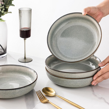 Load image into Gallery viewer, AmorArc 8.75'' Large Ceramic Pasta Bowls, 38oz Stoneware Pasta Serving Bowls Set of 4 for Kitchen, Wide Bowls for Fruit,Pasta,Salad,Oatmeal,Meal, Microwave Safe, Reactive Glaze-Green Wheat