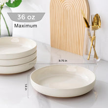 Load image into Gallery viewer, AmorArc 8.75'' Large Ceramic Pasta Bowls, 36oz Handpainted Stoneware Bowls Set of 4, Microwave&Dishwasher Safe Bowls with Rustic Terracotta Underside for Pasta Salad, Light Beige
