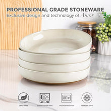 Load image into Gallery viewer, AmorArc 8.75'' Large Ceramic Pasta Bowls, 36oz Handpainted Stoneware Bowls Set of 4, Microwave&Dishwasher Safe Bowls with Rustic Terracotta Underside for Pasta Salad, Light Beige