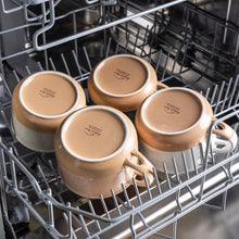 Load image into Gallery viewer, AmorArc Ceramic Soup Mugs with Handles and Lids,24 OZ Soup Cups Set of 2 with Terracotta Underside,Mug Bowls with Spoon for Soup/Cereal/Salad/Noodles/Ramen/Microware &Dishwasher Safe-Grey&Beige