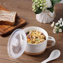Load image into Gallery viewer, AmorArc Ceramic Soup Mugs with Handles and Lids,24 OZ Soup Cups Set of 4 with Terracotta Underside,Mug Bowls with Spoon for Soup/Cereal/Salad/Noodles/Ramen/Microware &Dishwasher Safe-Colorful