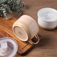 Load image into Gallery viewer, AmorArc Ceramic Soup Mugs with Handles and Lids,24 OZ Soup Cups Set of 2 with Terracotta Underside,Mug Bowls with Spoon for Soup/Cereal/Salad/Noodles/Ramen/Microware &Dishwasher Safe-White &Peach