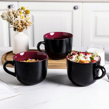 Load image into Gallery viewer, AmorArc Ceramic Soup Mugs with Lid, 24 oz Soup Cups with Hanlde for Coffee,Cereal,Salad,Noodles,Tea,Soup Bowls Cups,Microwave &Dishwasher Safe, Set of 4, Red with Vented lid