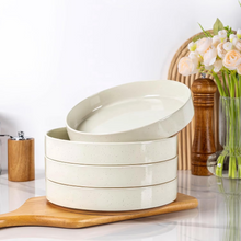 Load image into Gallery viewer, AmorArc 9.0" Large Ceramic Pasta Bowls, 32oz Handmade Speckled Stoneware Pasta Bowls Set of 4, Microwave & Dishwasher Safe Bowls With Terracotta Underside for Fruit Pasta Salad-Beige