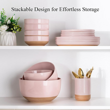 Load image into Gallery viewer, AmorArc Ceramic Mixing Bowls|Nesting Bowls Set of 3 for Kitchen|Stoneware Serving Bowls with Rustic Terracotta Underside for Mixing,Cooking,Baking,Salad| Microwave & Dishwasher Safe 4.6/2.8/1.3 Qt