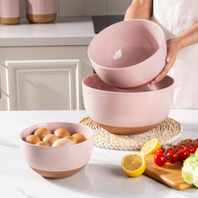 Load image into Gallery viewer, AmorArc Ceramic Mixing Bowls|Nesting Bowls Set of 3 for Kitchen|Stoneware Serving Bowls with Rustic Terracotta Underside for Mixing,Cooking,Baking,Salad| Microwave & Dishwasher Safe 4.6/2.8/1.3 Qt