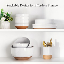 Load image into Gallery viewer, AmorArc Ceramic Mixing Bowls|Nesting Bowls Set of 3 for Kitchen|Stoneware Serving Bowls with Rustic Terracotta Underside for Mixing,Cooking,Baking,Salad| Microwave & Dishwasher Safe 4.6/2.8/1.3 Qt