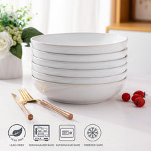 Load image into Gallery viewer, AmorArc 8.5'' Large Ceramic Pasta Bowls Set, 36oz Stoneware Pasta Serving Bowls Set of 6 for Kitchen, Wide Bowls for Pasta,Salad,Oatmeal, Microwave Safe, Reactive-Color