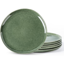Load image into Gallery viewer, AmorArc Ceramic Plates Set of 6, 8.5 Inch Handmade Reactive Glaze Stoneware Plates set for Dessert, Salad, Appetizer, Dinner, Microwave & Dishwasher Safe, Scratch Resistant-Gade Green