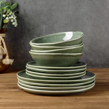 Load image into Gallery viewer, AmorArc Ceramic Plates Set of 6, 8.5 Inch Handmade Reactive Glaze Stoneware Plates set for Dessert, Salad, Appetizer, Dinner, Microwave & Dishwasher Safe, Scratch Resistant-Gade Green