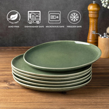 Load image into Gallery viewer, AmorArc Ceramic Plates Set of 6, 8.5 Inch Handmade Reactive Glaze Stoneware Plates set for Dessert, Salad, Appetizer, Dinner, Microwave & Dishwasher Safe, Scratch Resistant-Gade Green