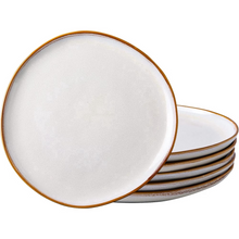 Load image into Gallery viewer, AmorArc Ceramic Plates Set of 6, 8.5 Inch Handmade Reactive Glaze Stoneware Plates set for Dessert, Salad, Appetizer, Dinner, Microwave & Dishwasher Safe, Scratch Resistant-Pearl White