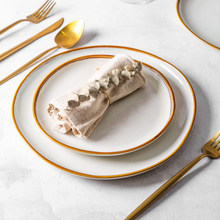 Load image into Gallery viewer, AmorArc Ceramic Plates Set of 6, 8.5 Inch Handmade Reactive Glaze Stoneware Plates set for Dessert, Salad, Appetizer, Dinner, Microwave & Dishwasher Safe, Scratch Resistant-Pearl White